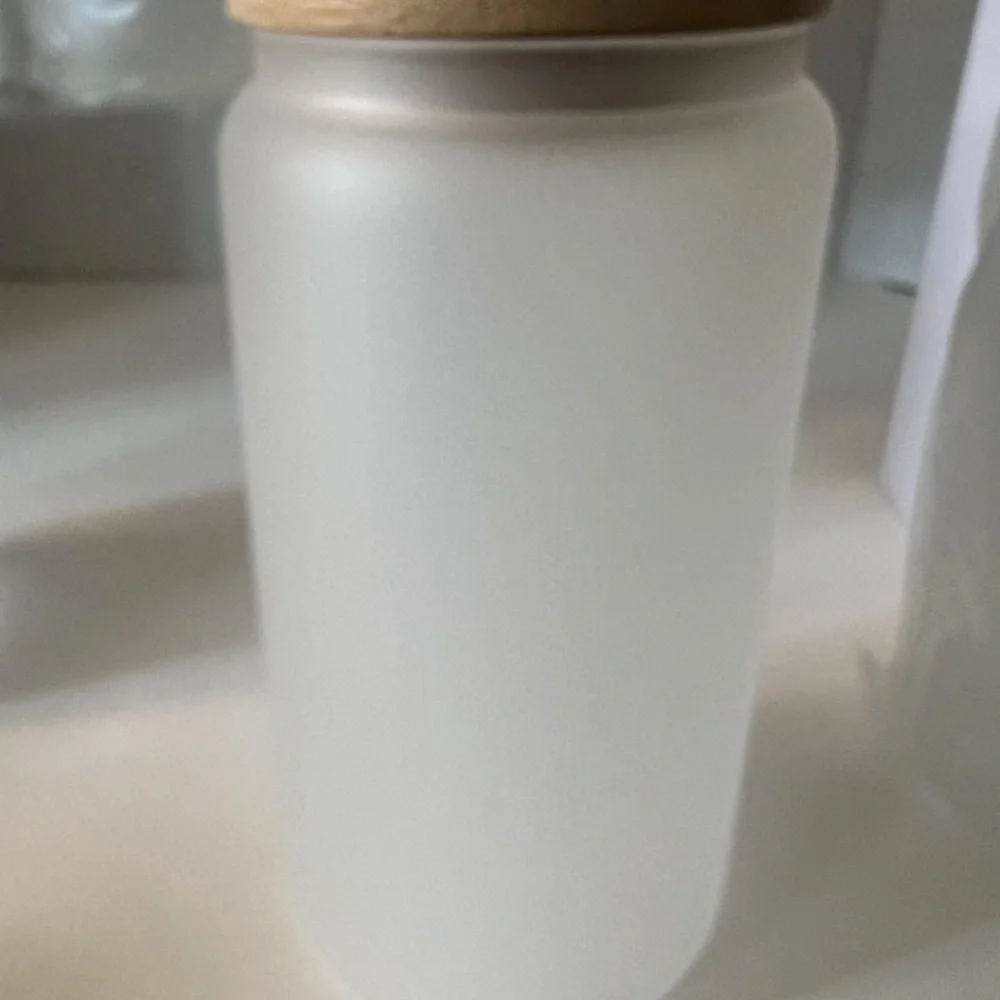 Set of 6 frosted sublimation glass cups with bamboo lids!!!